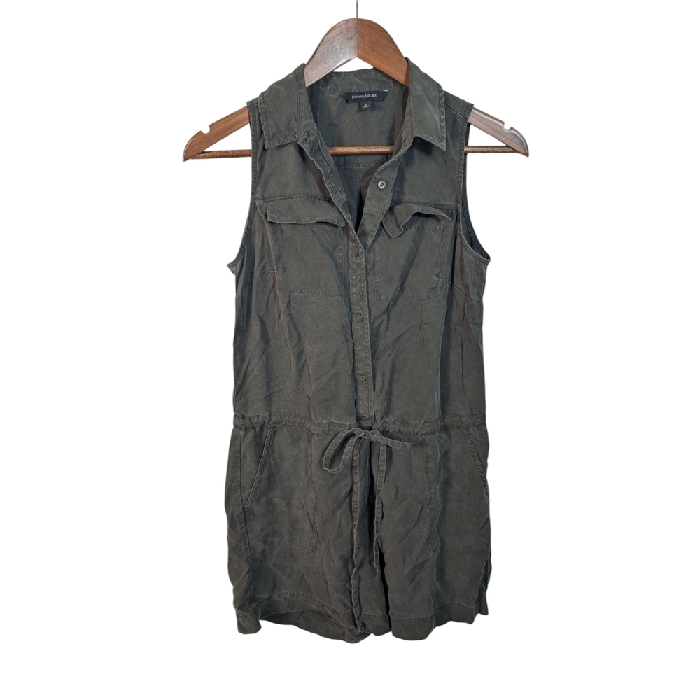 Banana Republic Olive Green Lyocell Short Romper Jumpsuit